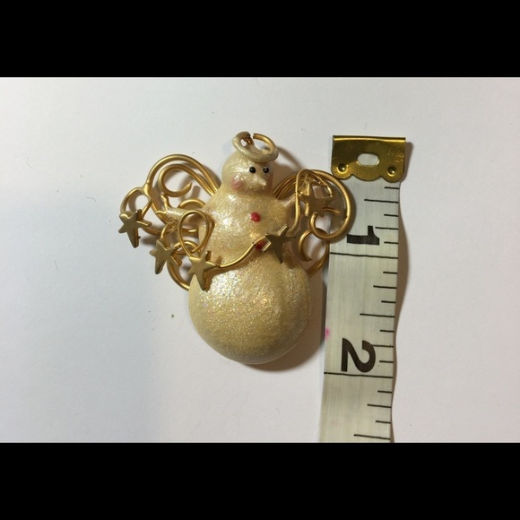 Vintage Christmas Snowman Angel with Halo pearl white and gold color - Picture 3 of 8